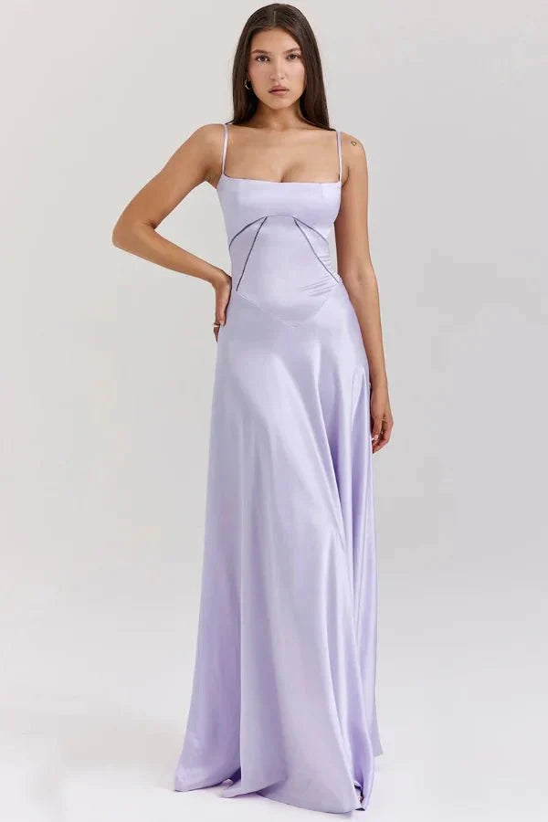 Abito lungo Donna in Raso di Seta Elegante
