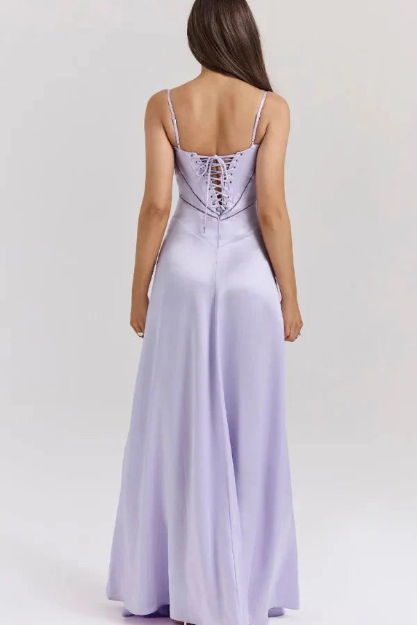 Abito lungo Donna in Raso di Seta Elegante