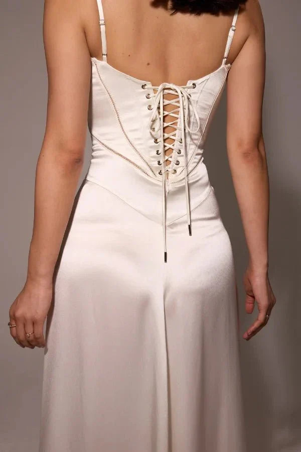 Abito lungo Donna in Raso di Seta Elegante