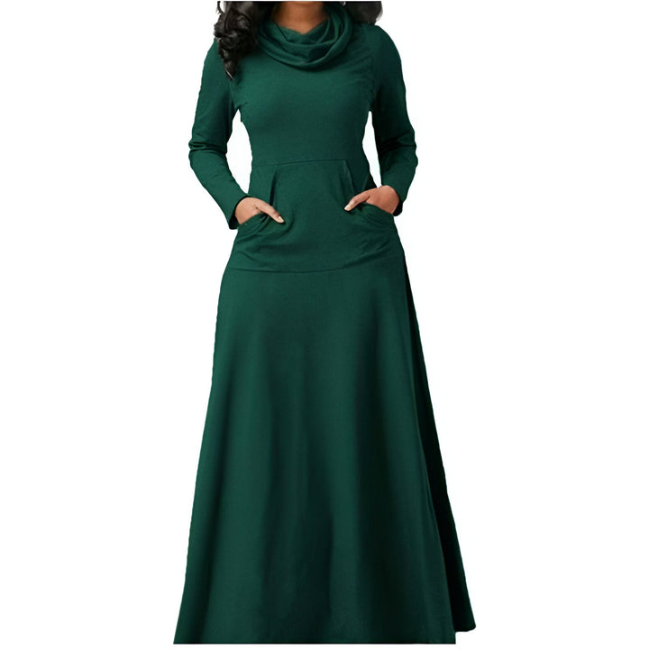 Abito Maxi Donna Maniche Lunghe Caldo Stile Moderno