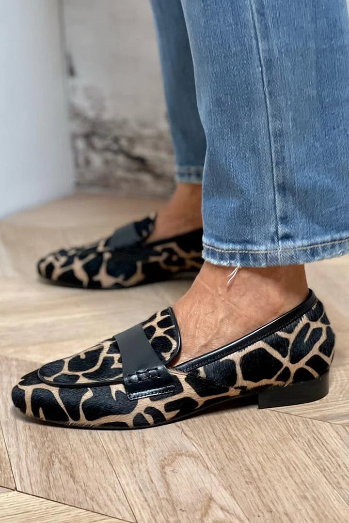 Mocassini Donna in Pelle Stampa Animalier Comfort Classico - Vesarelli