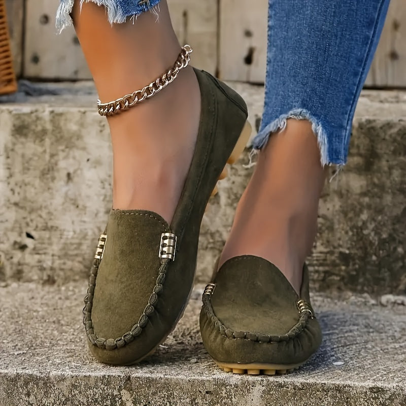 Mocassini casual da donna in pelle PU, comodi e senza lacci 7
