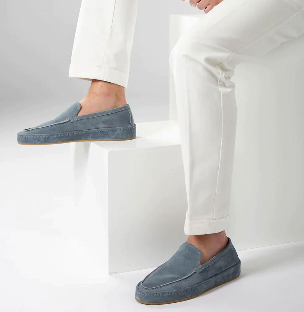 Mocca | Mocassini Casual Comodi In Materiale Leggero Blu Chiaro