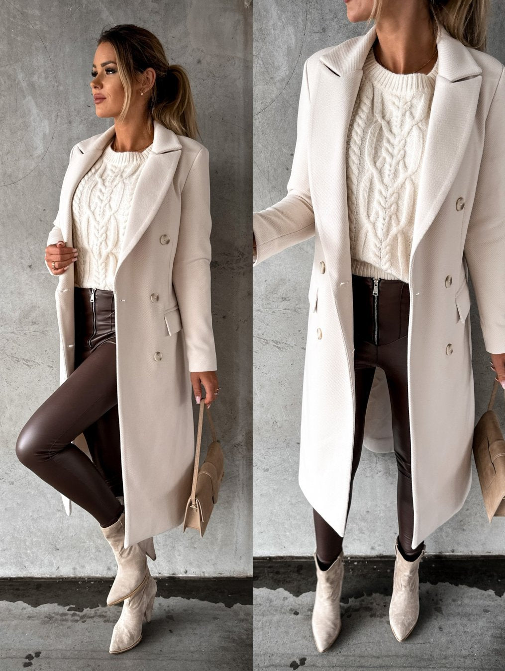 Cappotto Lungo Donna Stile Classico Vestibilità Regolare