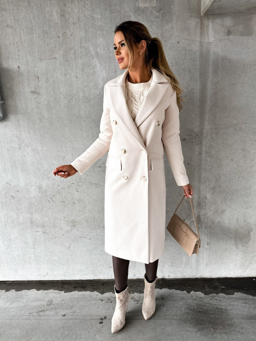 Cappotto Lungo Donna Stile Classico Vestibilità Regolare