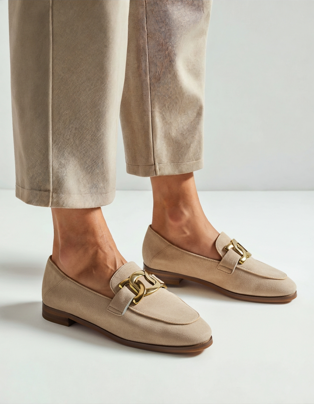 Mocassini Donna in Suede Slip-On con Catena Piatti - Vesarelli