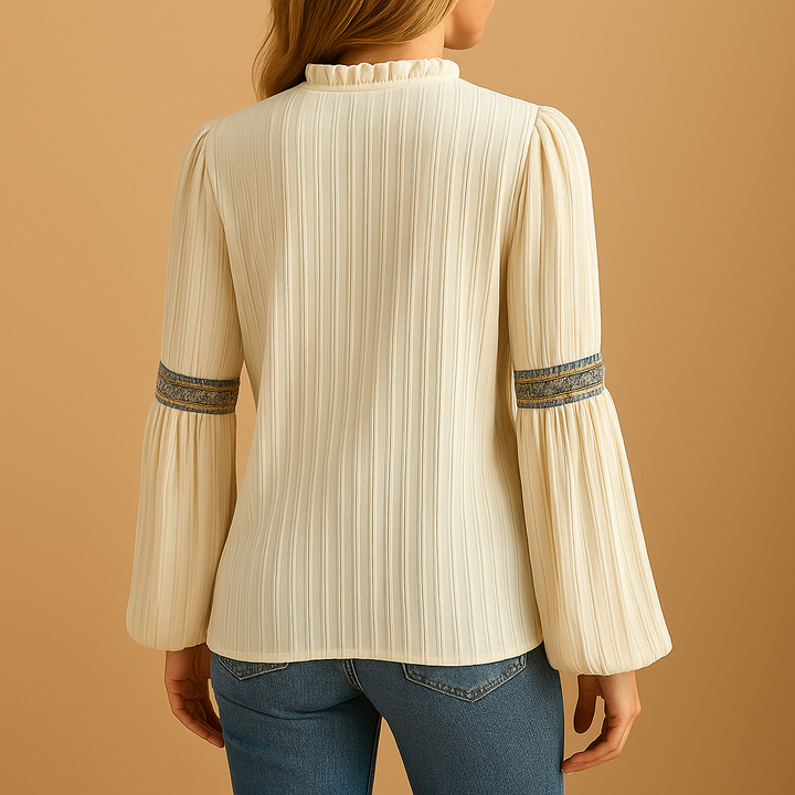 Nadine | Elegante camicetta con pizzo e maniche a lanterna da donna 3
