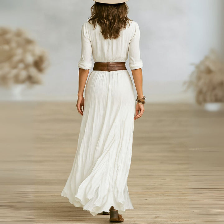 Abito Maxi Donna con Bottoni Scollo Classico