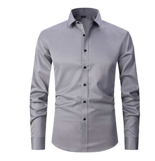 Camicia Uomo Tessuto Elasticizzato Vestibilità Comoda Antipiega