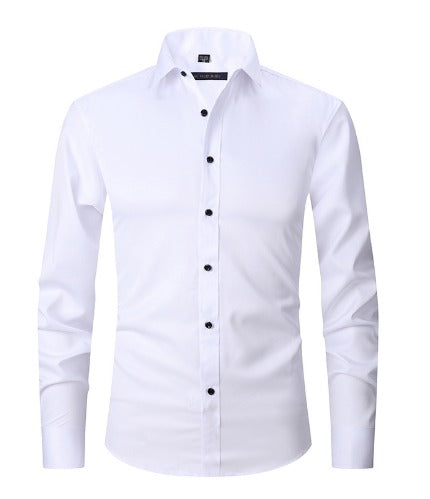 Camicia Uomo Tessuto Elasticizzato Vestibilità Comoda Antipiega