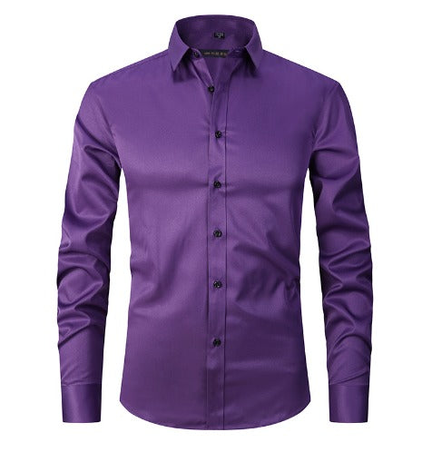Camicia Uomo Tessuto Elasticizzato Vestibilità Comoda Antipiega