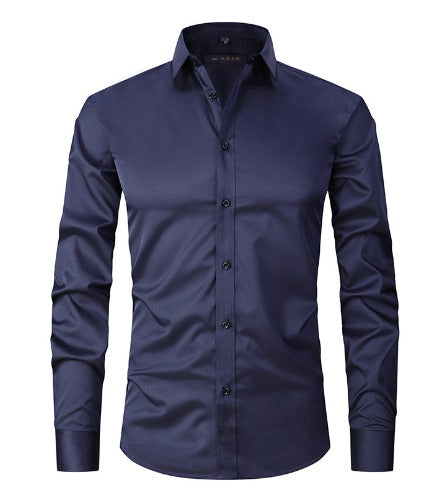 Camicia Uomo Tessuto Elasticizzato Vestibilità Comoda Antipiega