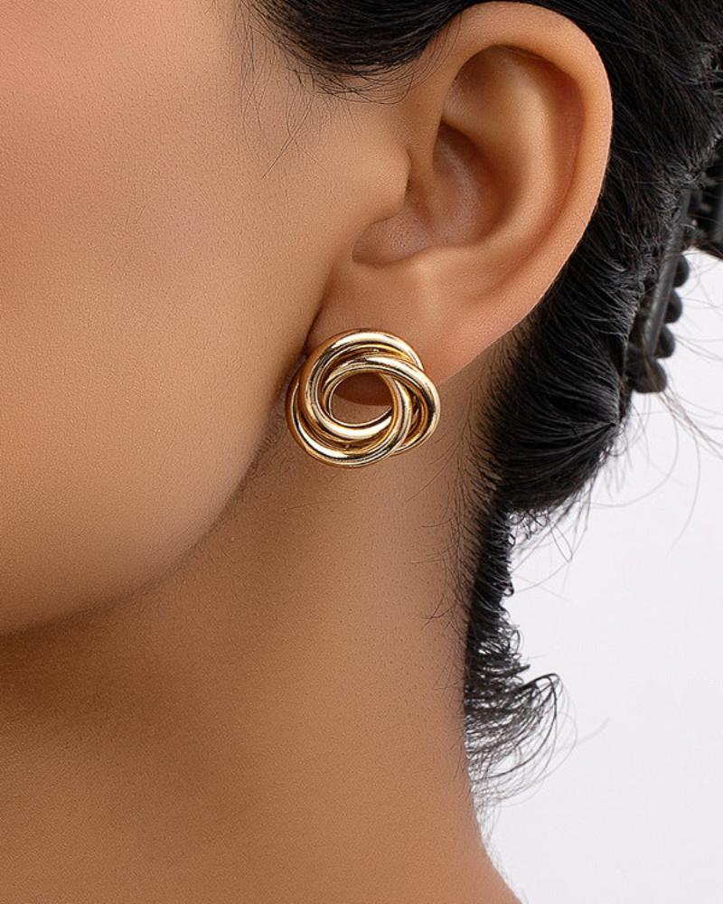 Orecchini Donna Intrecciati in Metallo Stile Knot
