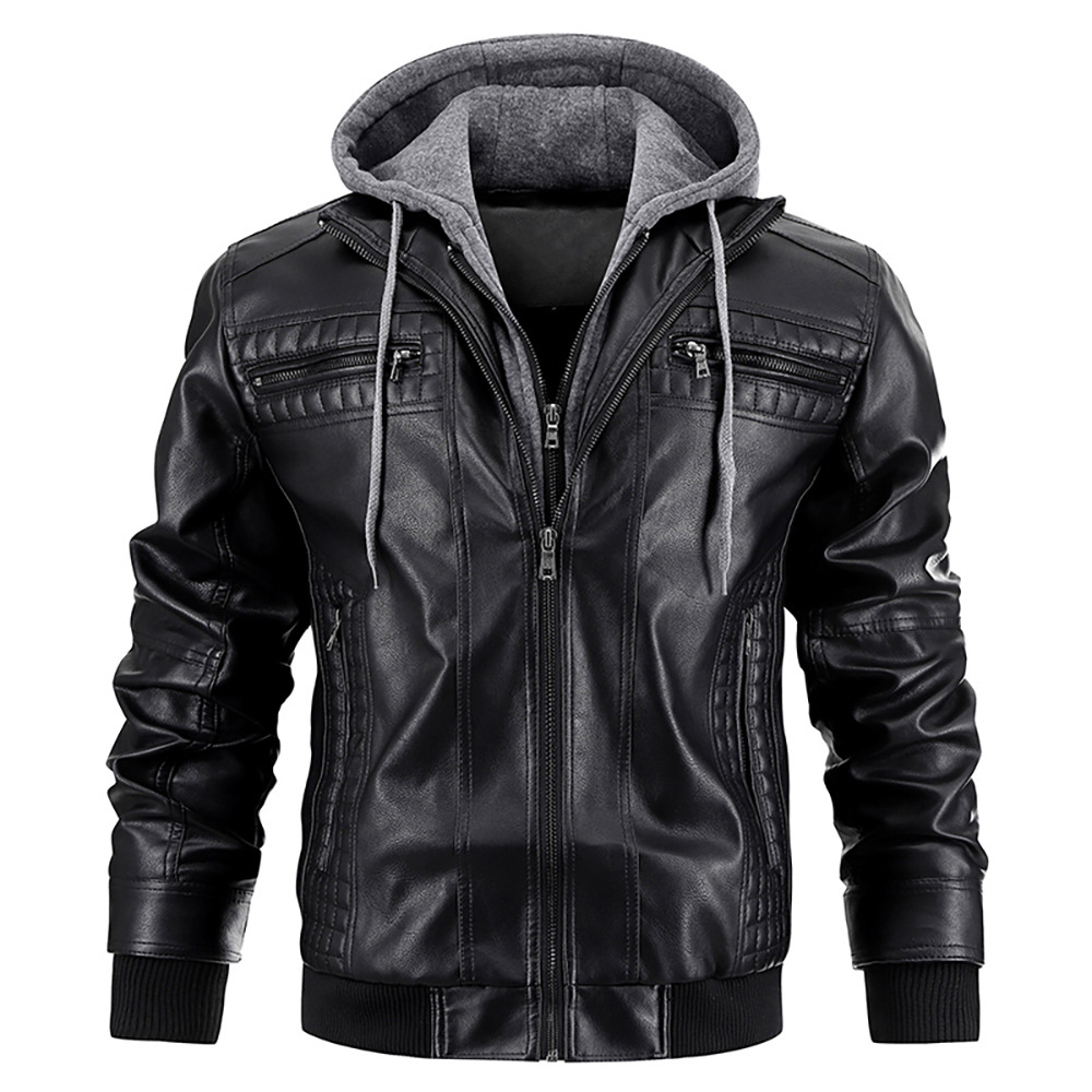Giacca Biker Uomo con Zip Cappuccio Casual - Vesarelli