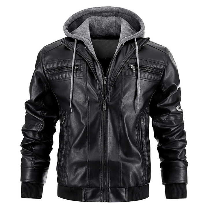 Giacca Biker Uomo con Zip Cappuccio Casual - Vesarelli