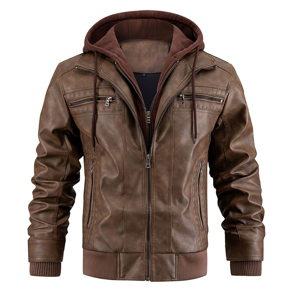 Giacca Biker Uomo con Zip Cappuccio Casual