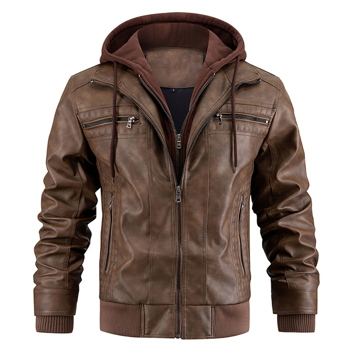 Giacca Biker Uomo con Zip Cappuccio Casual