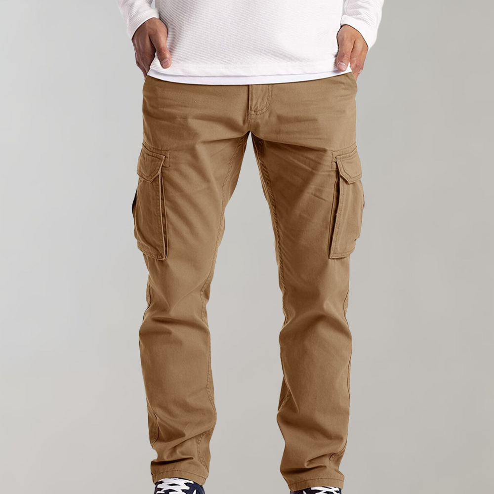 Pantaloni Cargo Uomo Tessuto Robusto Vestibilità Regular