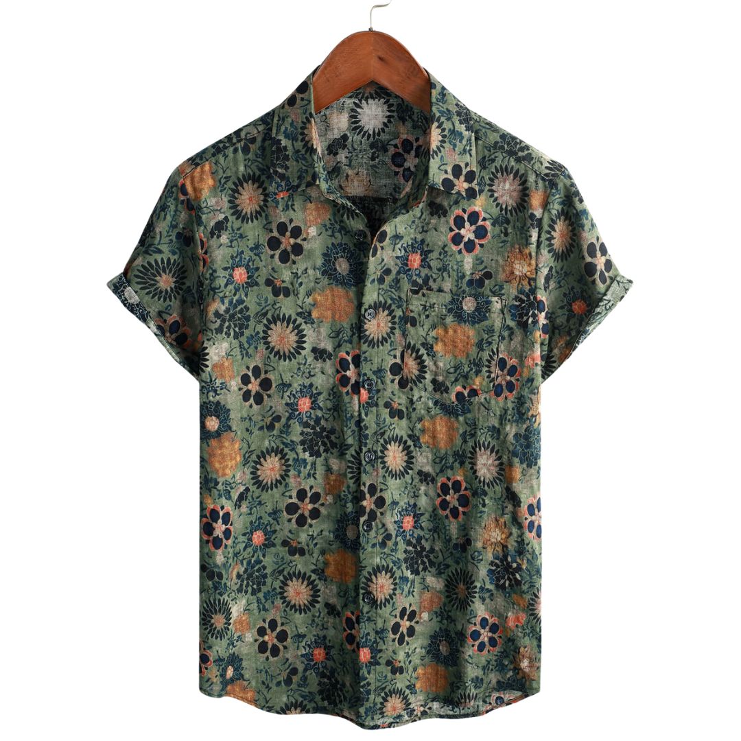Camicia Uomo Cotone Maniche Corte Stile Hawaiano - Vesarelli