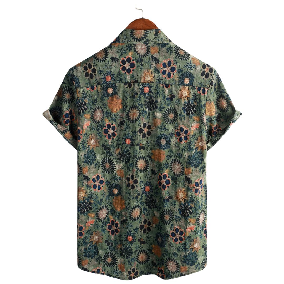 Camicia Uomo Cotone Maniche Corte Stile Hawaiano
