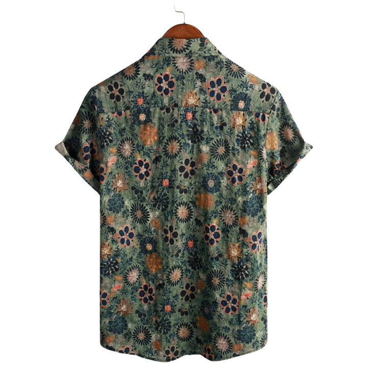 Camicia Uomo Cotone Maniche Corte Stile Hawaiano