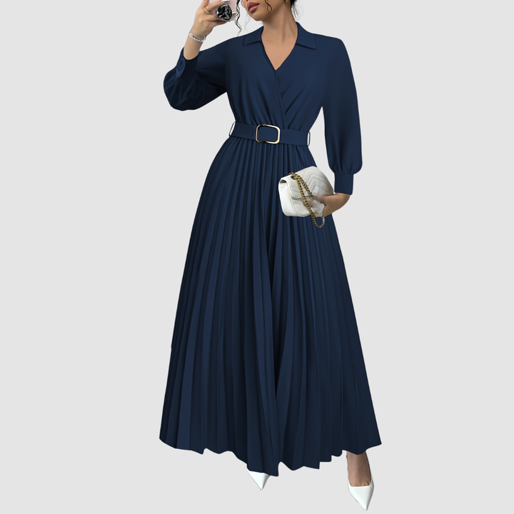 Abito Midi Donna con Cintura Scollo a V