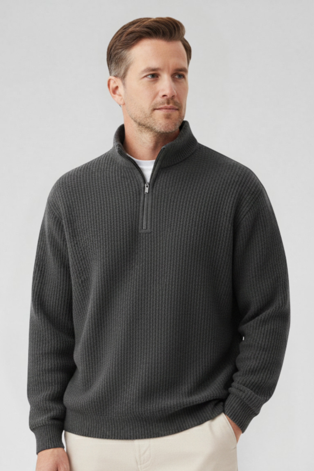 Maglione Uomo Maglia con Collo Zip Vestibilità Comfort - Vesarelli