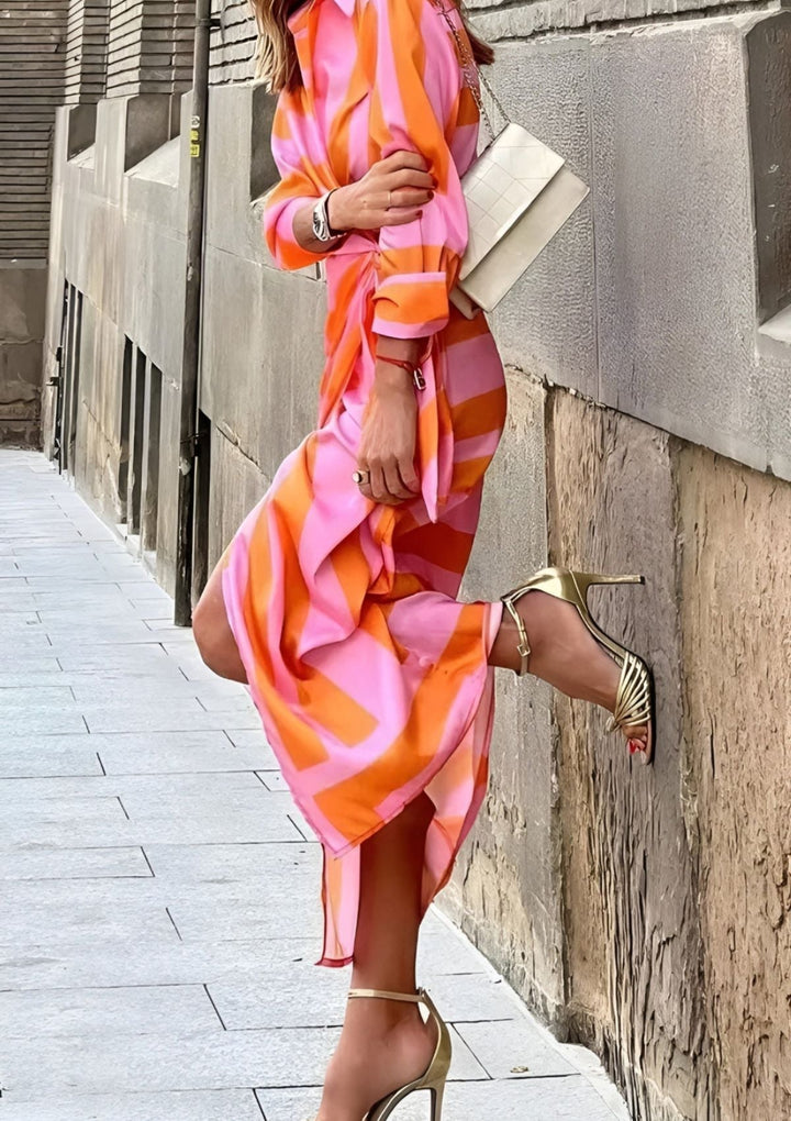 Abito Camicia Donna Stampato Aderente