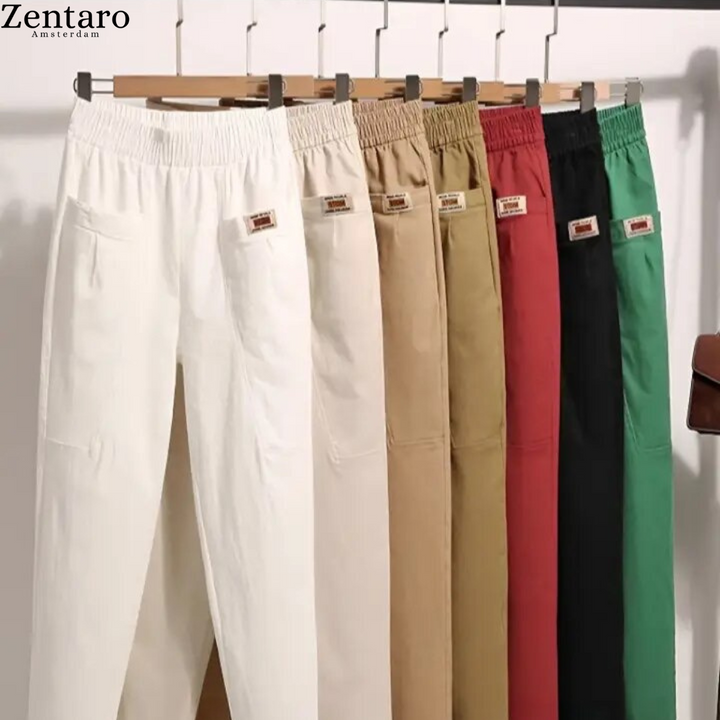 Pantaloni Donna Cotone Comodi Casual Vita Elastica - Vesarelli