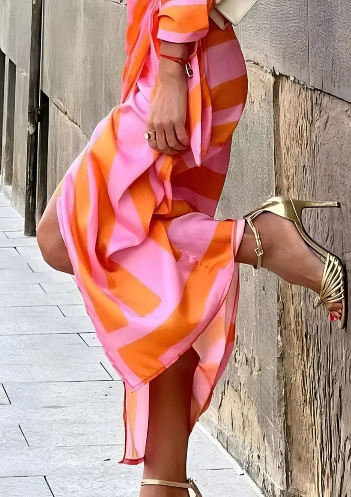 Abito Camicia Donna Stampato Aderente