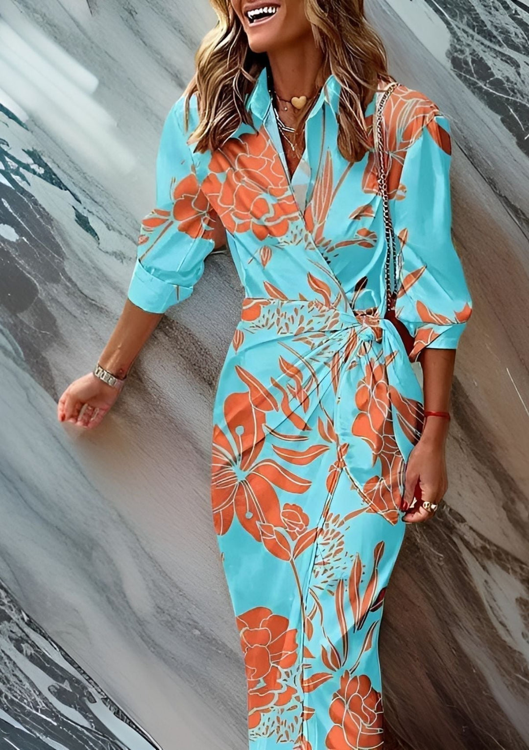Abito Camicia Donna Stampato Aderente