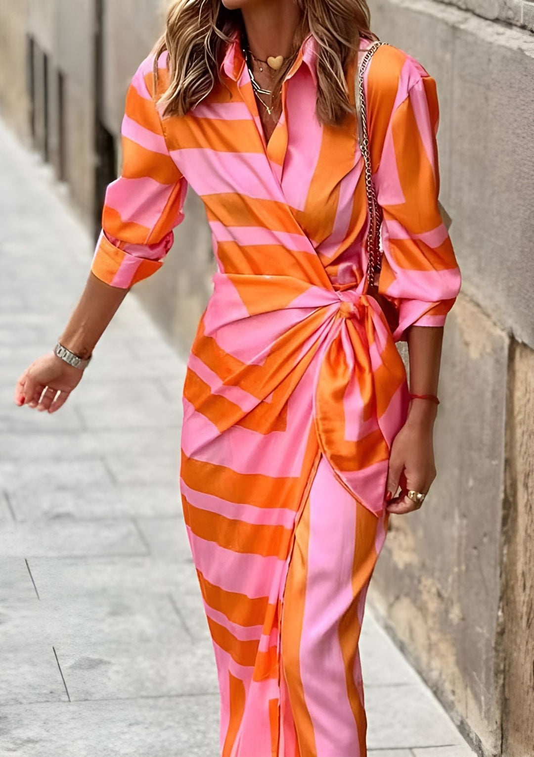 Abito Camicia Donna Stampato Aderente