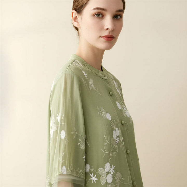 Oriana | Top in Organza Ricamato Floreale 2