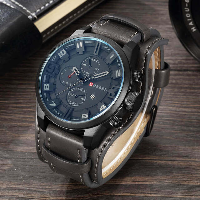 Orologio cronografo da uomo in pelle 2
