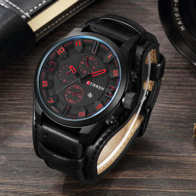 Orologio cronografo da uomo in pelle 3