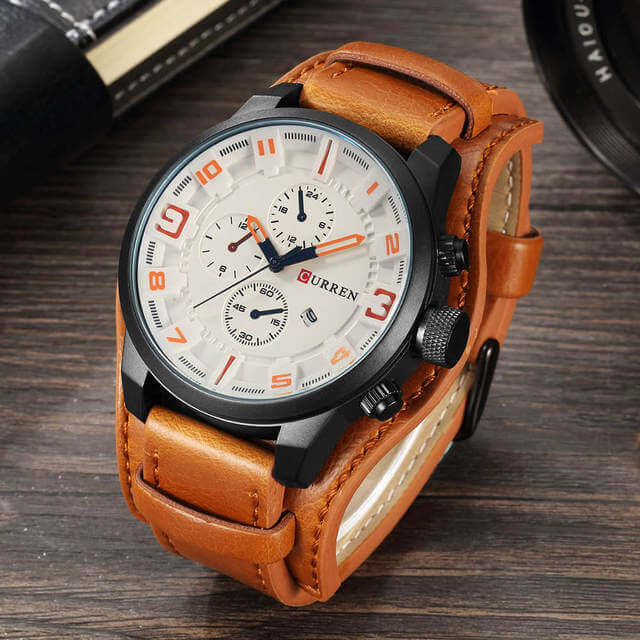 Orologio cronografo da uomo in pelle 9