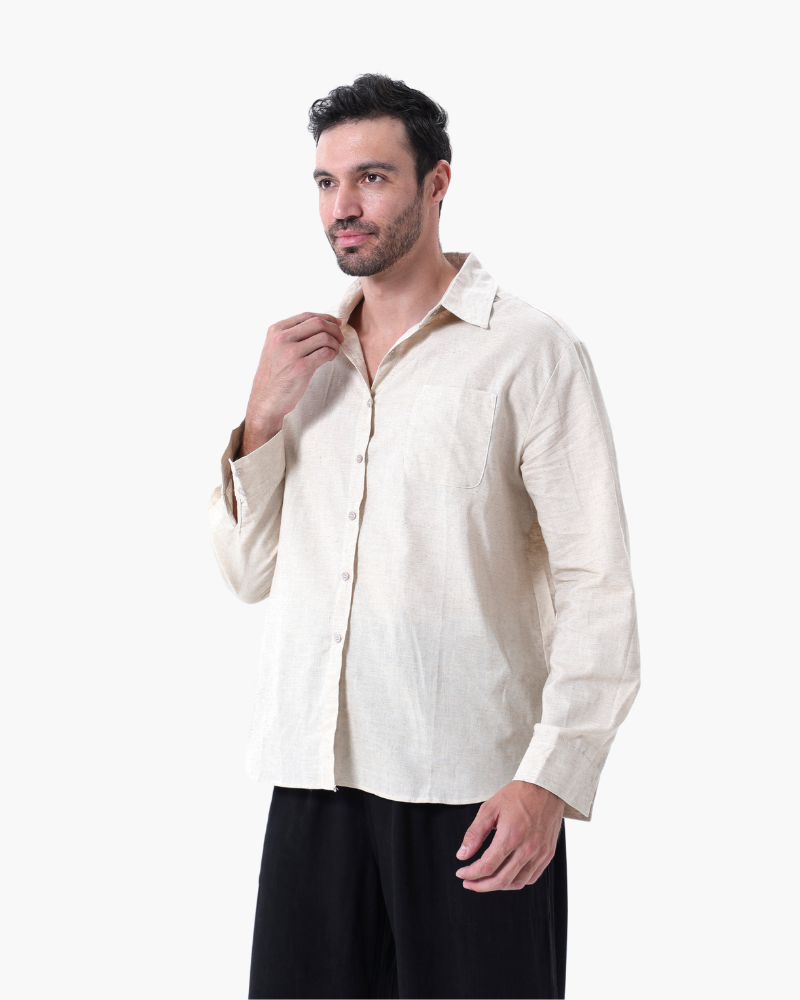 Set Coordinato Uomo in Lino Manica Lunga Comfort e Stile Pulito