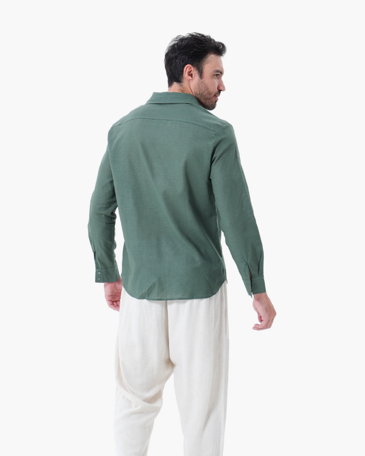 Set Coordinato Uomo in Lino Manica Lunga Comfort e Stile Pulito