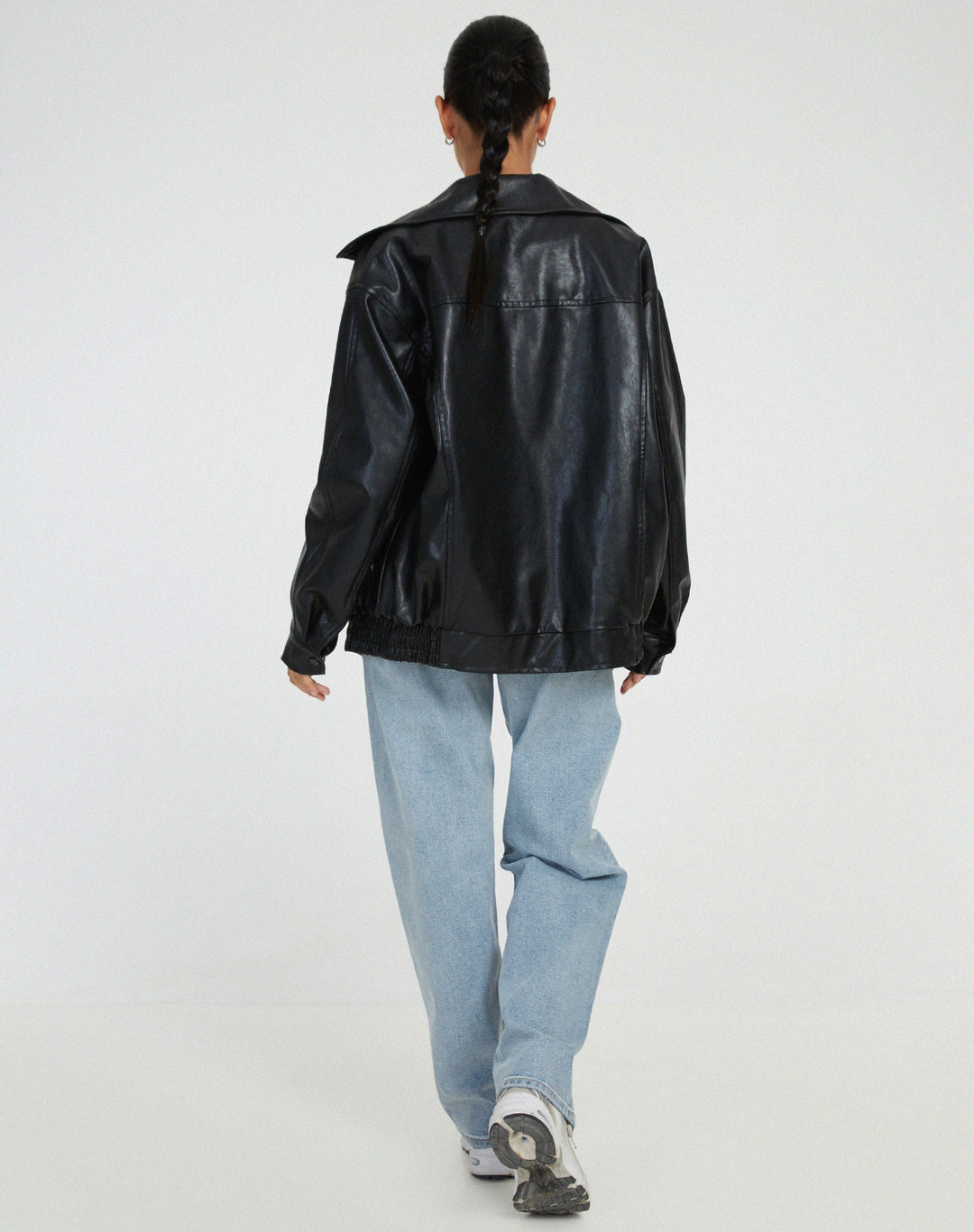 Giacca Donna Ecopelle Zip Oversize Stile Elegante
