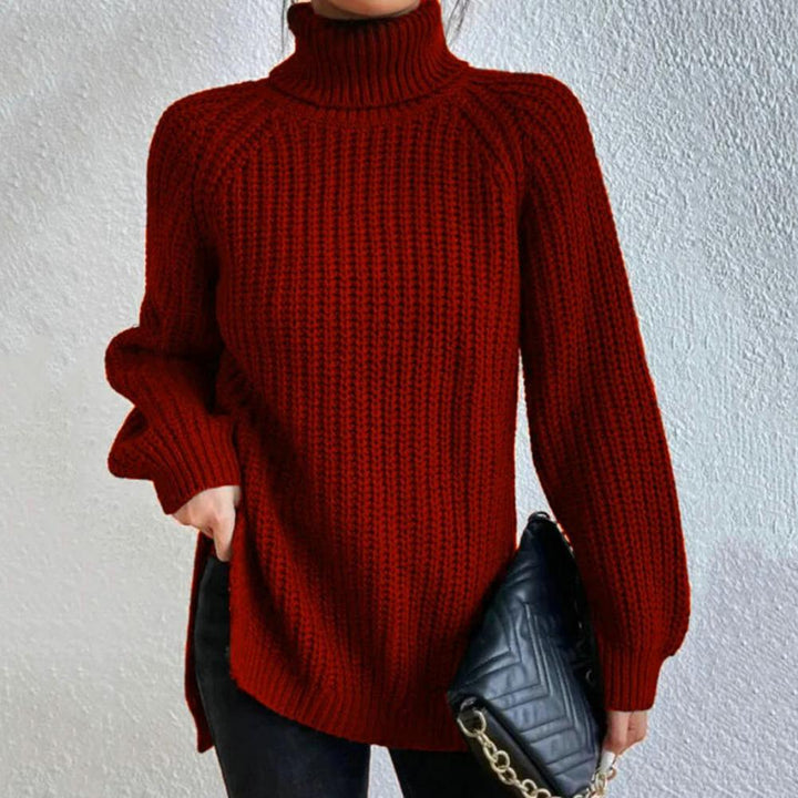 Maglione Donna Dolcevita Lavorato a Maglia Morbido