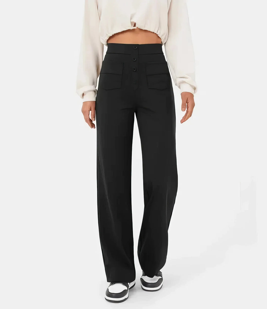 Pantaloni Donna Vita Alta Taglio Regular