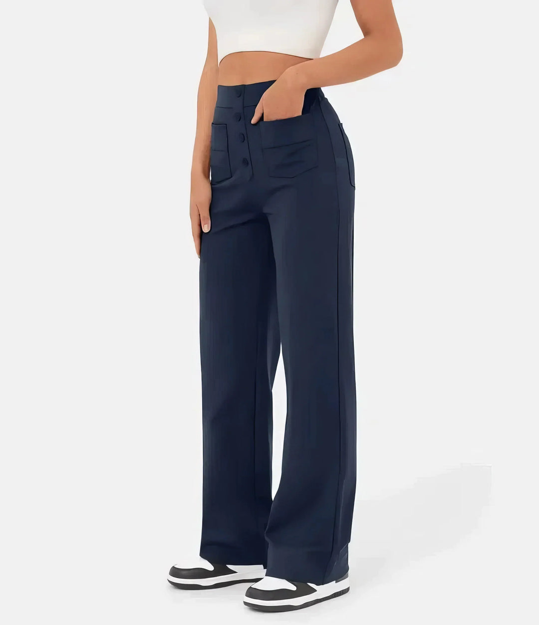 Pantaloni Donna Vita Alta Taglio Regular