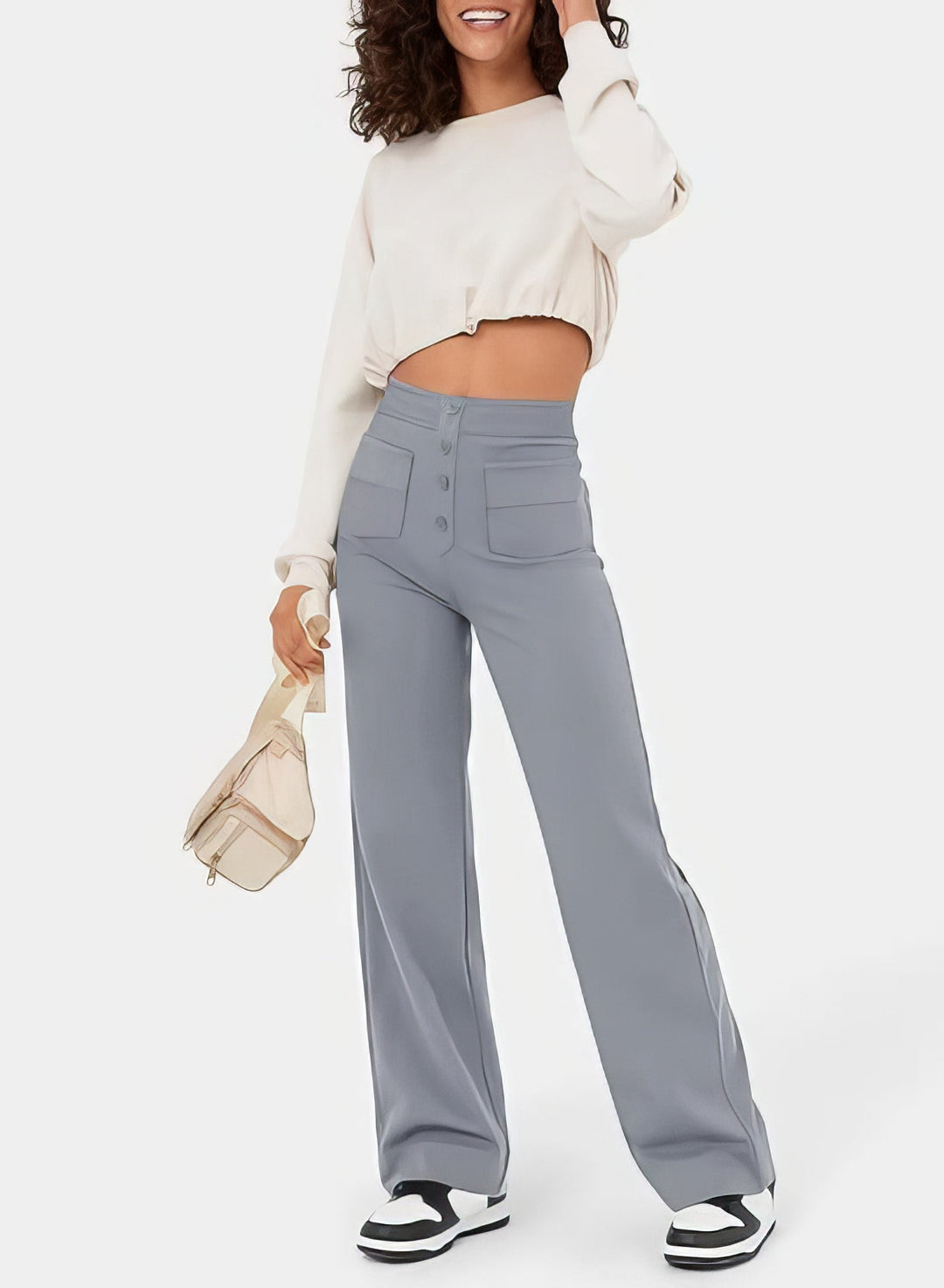 Pantaloni Donna Vita Alta Taglio Regular
