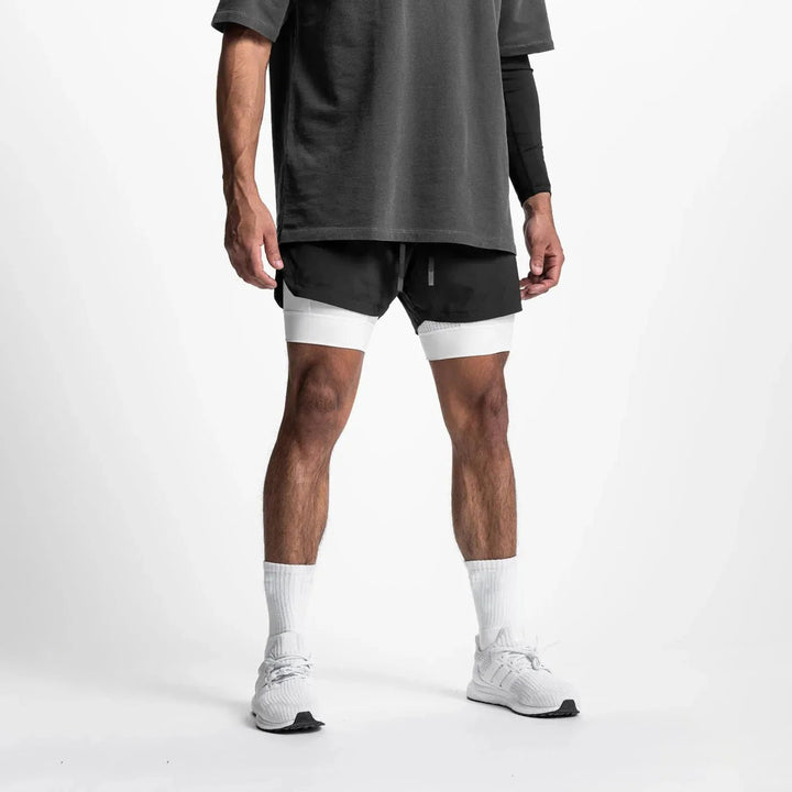 Pafit | Uomo Pantaloncini Palestra Leggeri e Flessibili Nero e Bianco