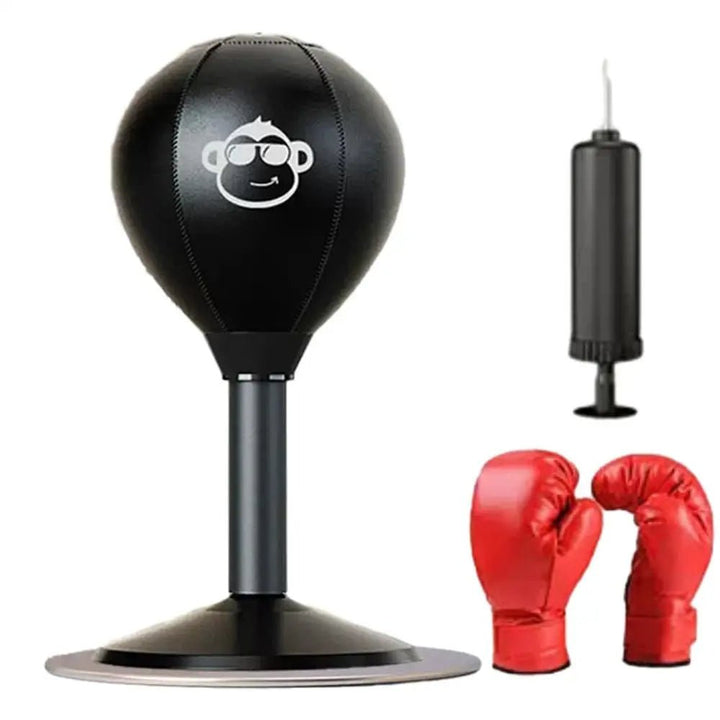Palla da boxe da tavolo in pelle - Antistress da parete e trainer fitness per adulti e bambini, forte aspirazione per il massimo divertimento con i pugni 4