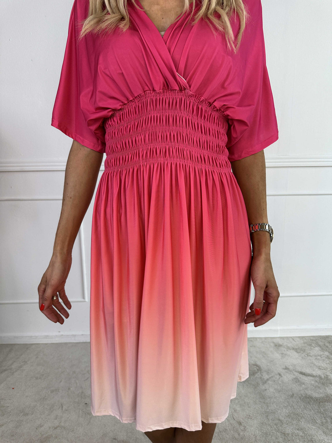 Abito Midi Donna Sfumato Scollo a V Stile Casual Estivo