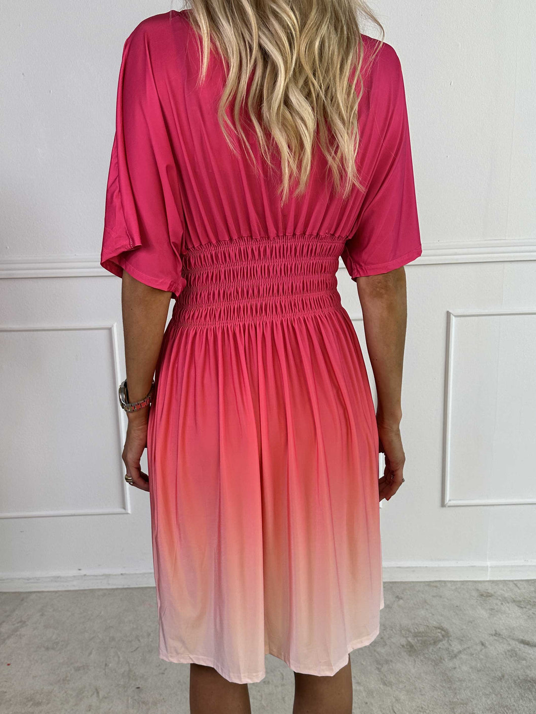 Abito Midi Donna Sfumato Scollo a V Stile Casual Estivo