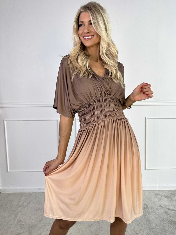 Abito Midi Donna Sfumato Scollo a V Stile Casual Estivo