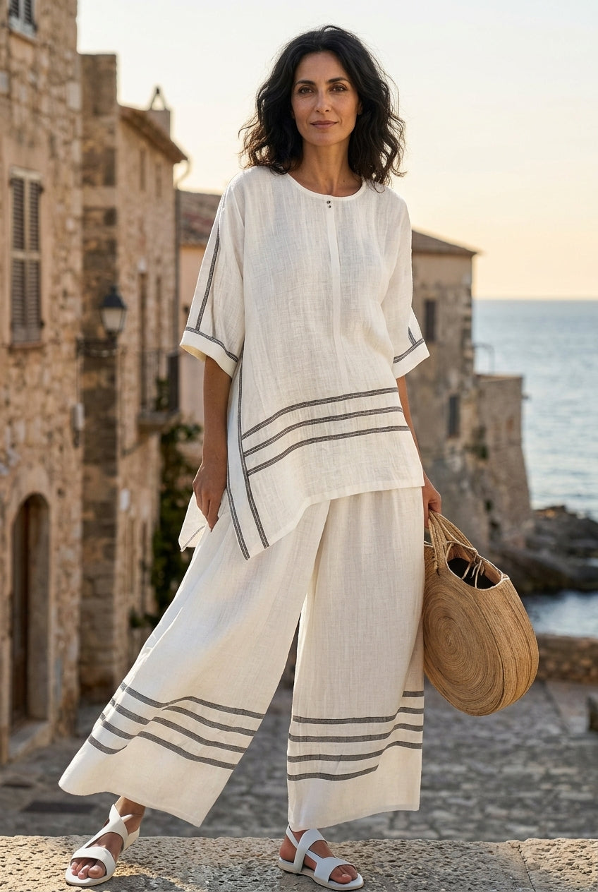 Pantalone Largo e Blusa Donna | Taglio asimmetrico slancia & Vestibilità ampia comfort