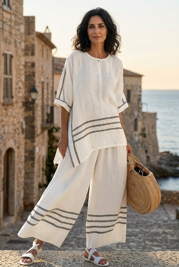 Pantalone Largo e Blusa Donna | Taglio asimmetrico slancia & Vestibilità ampia comfort